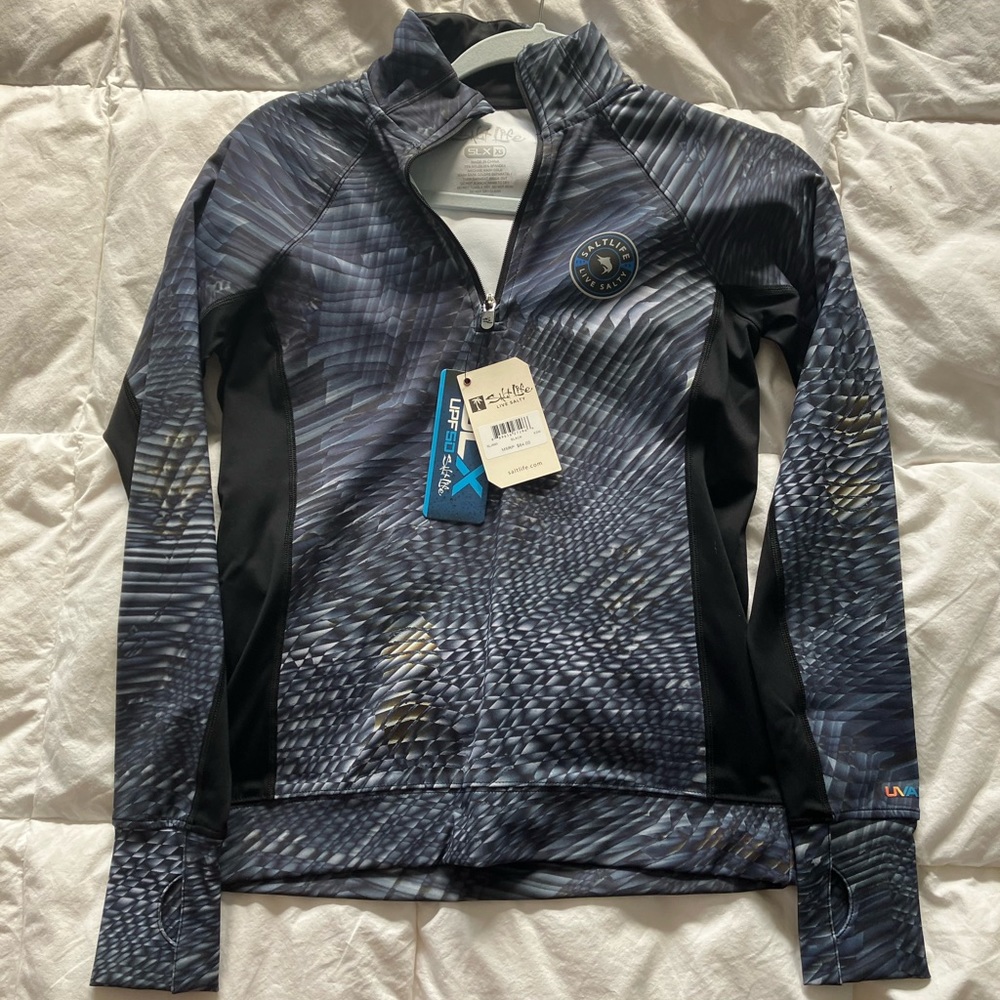 salt life performance aqua half zip pullover upf 50